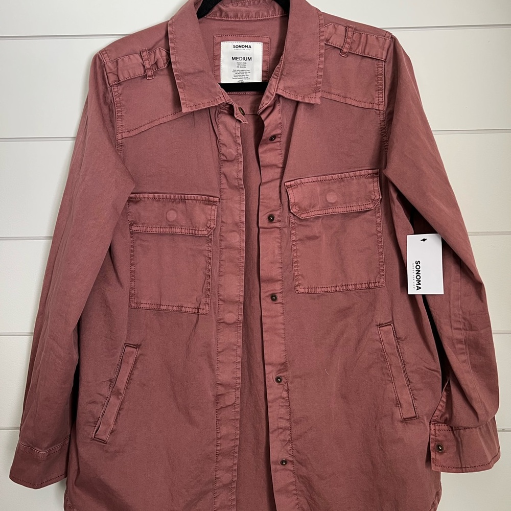 Sonoma Pink Utility Jacket Cotton Blend
